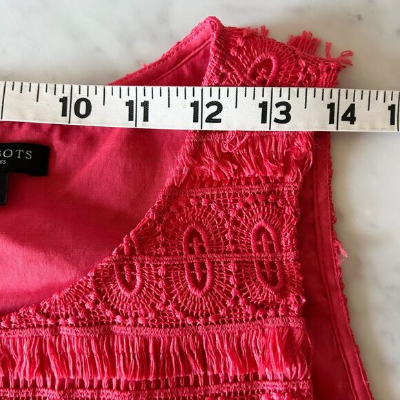 Talbots Coral Eyelash Fringe Lace Sleeveless Top Side Zip-Women's Size 12 Petite - Picture 7 of 9